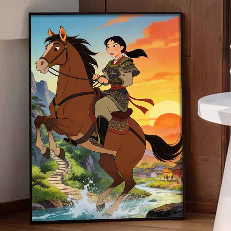 Disney Mulan Riding Horse Diamond Painting Art Kit Handmade DIY5D Home Decor Gift