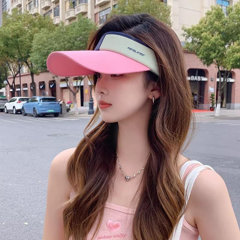 Women Color Block Sun Visor Hat for Women Travel Jogging Summer Cycling Sporty Outdoor Casual Breathable Golf Empty Top Sun Hat
