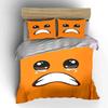 Cute Crying Orange Face Emoji 3Pcs Bedding Set Soft Microfiber Duvet Cover Pillowcase Set For Kids Teens Bedroom Decor