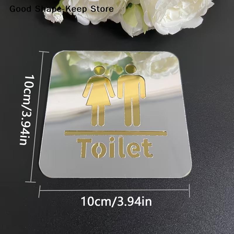 3,94 Zoll Acryl-Toilettenschild für Männer und Frauen, Runde und Quadratische Toilettenspiegel-Aufkleber für die Heimdekoration. Badezimmer-Identifikation