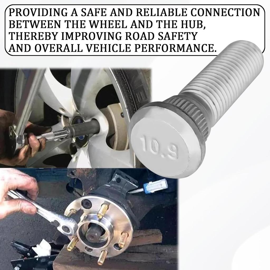 Msyuusr 5PCS Wheel Studs, Replacement Parts OEM#610-266 90942-02049, 49mm Long & M12x1.5 Steel Lug Bolts, Car Accessories Wheel Hub Screws Compatible