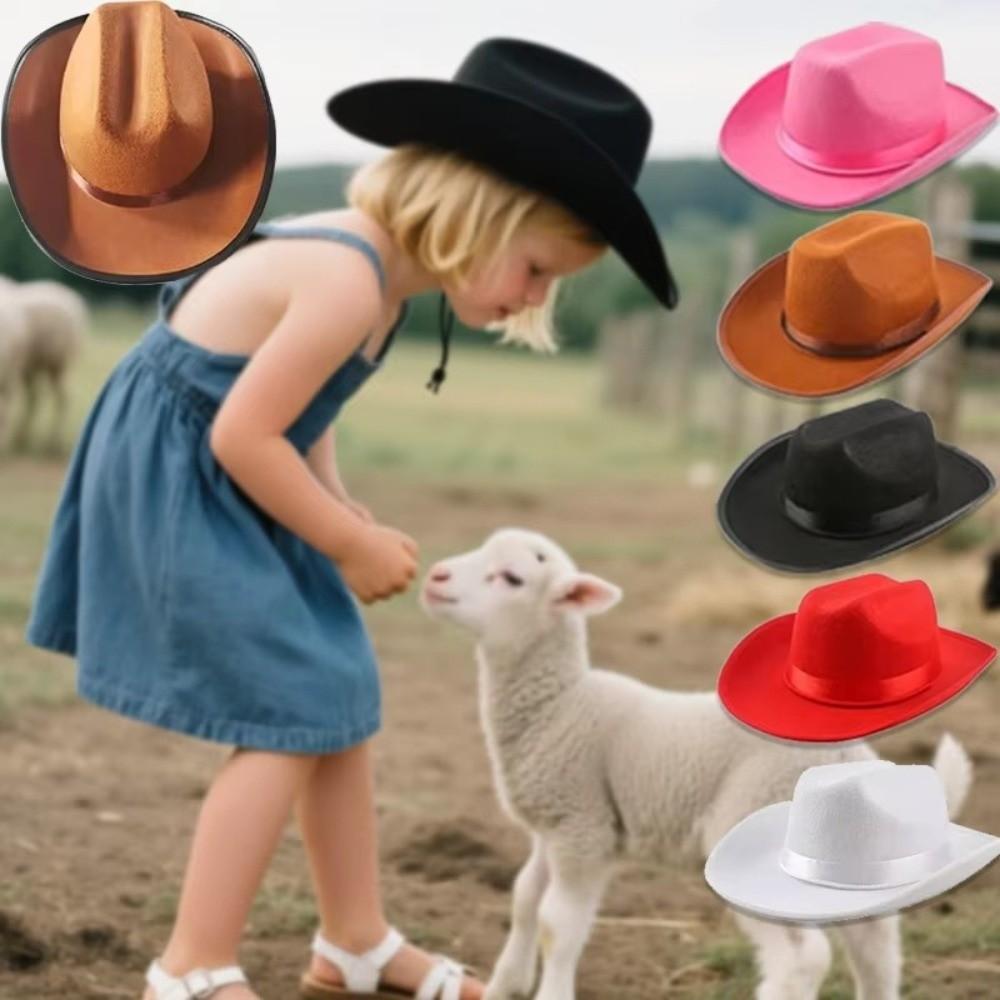 Chapéu de Cowboy Infantil Respirável Não Tecido Fantasia Acessórios de Fotografia Chapéu Fofo de Cowgirl Ocidental