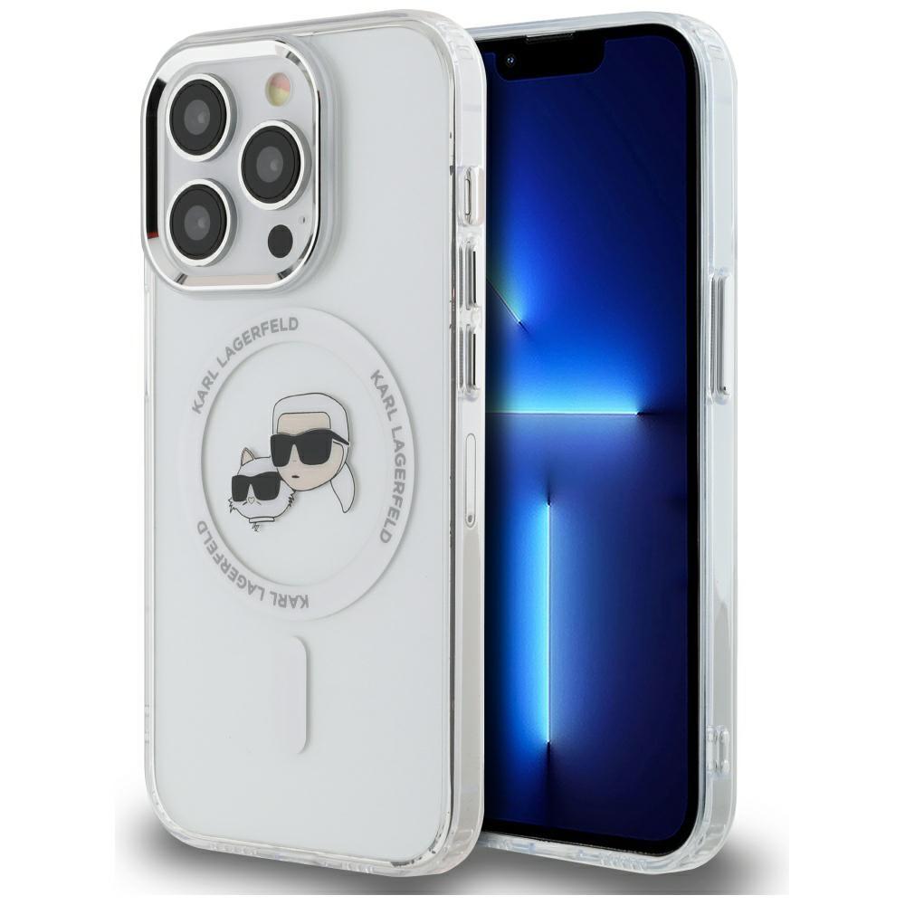 Karl Lagerfeld Klhmp14Lhlskch Iphone14 Pro 6.1 Biały/White Hardcase Iml Metal Karl&Choupette Head Magsafe