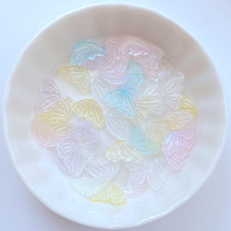 

100Pcs New Cute Resin 8*12mm Mini Shiny Wings Flat BackFit Phone Manicure Deco Anicure Embellishments For Hair Bows Accessories