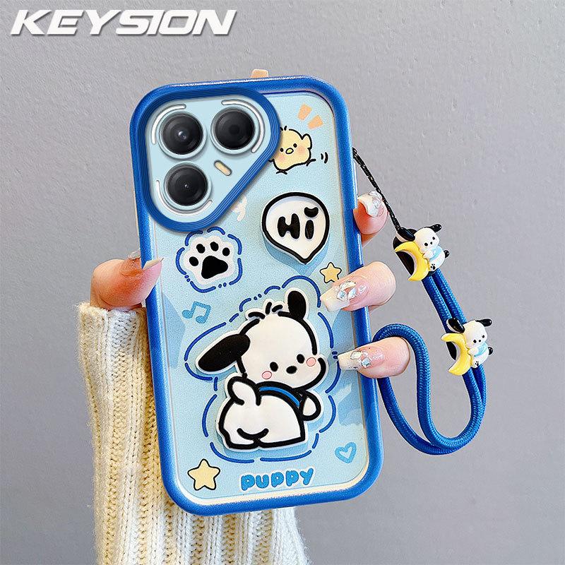 KEYSION Shockproof Case for TECNO Pova 7 Ultra 5G with Lanyard Soft Silicone Cute 3D Cartoon Doll Phone Back Cover for Pova 7 Ultra