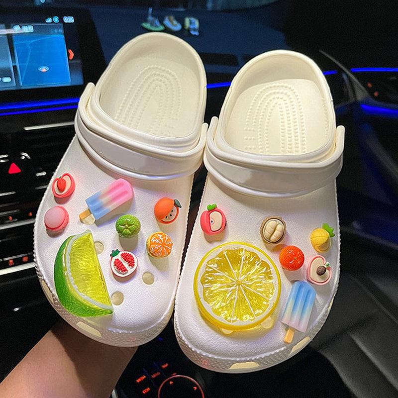 1Set Summer Refreshing Lemon Advanced Shoe Decorations New 3D Fruit Shoe Charms Set DIY Detachable buckle Shoes accessories