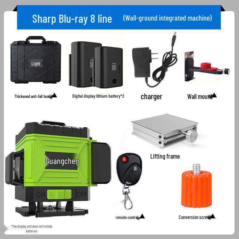 High-Precision Laser Level with Green Light, 12-16 Lines, for Walls and Floors, Automatic Leveling