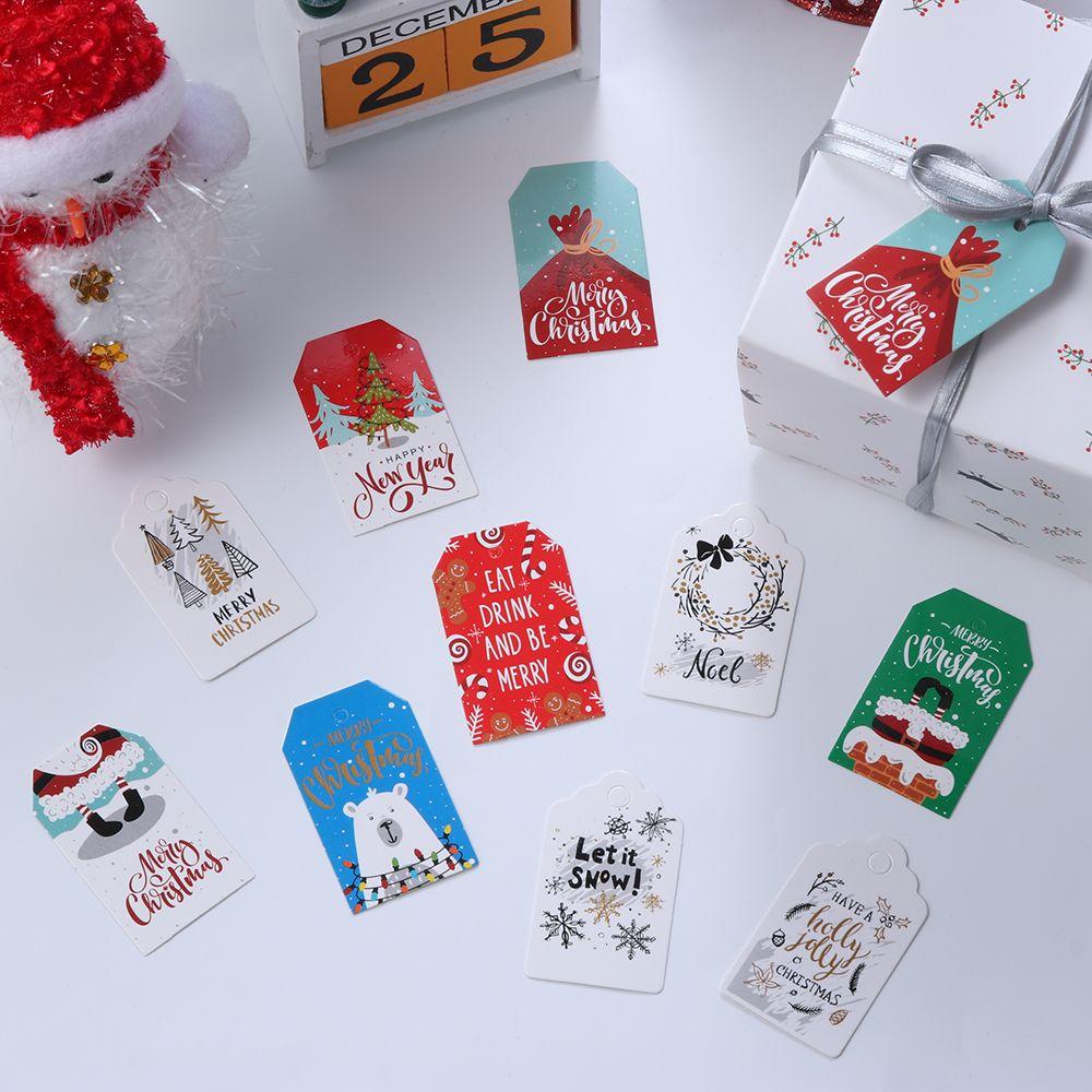 100pcs Santa Claus Kraft Paper Xmas Decoration Christmas Labels Hang Tags Gift Wrapping Kraft Tag