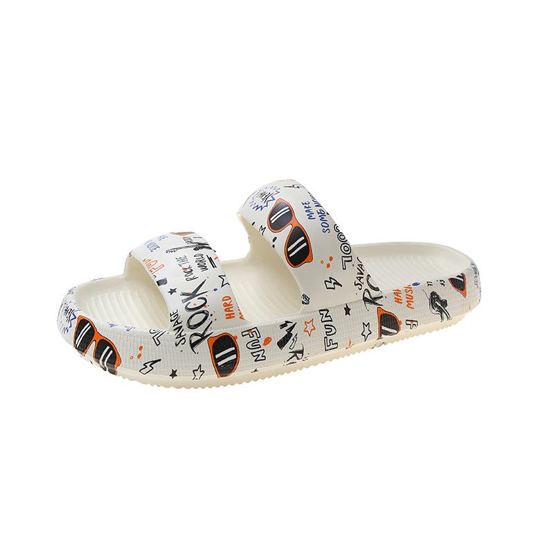 Vyrų ir moterų poros Vasaros storos dugno neslystančios minkštos apatinės grafiti šlepetės namų viduje, vieno žodžio šlepetės