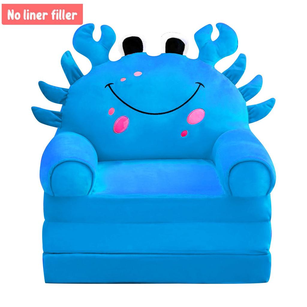 Plüsch faltbare Kindersofabezug 2 in 1 faltbares Kindersofa niedlicher Cartoon fauler Sofakissenbezug ohne Liner-Füller