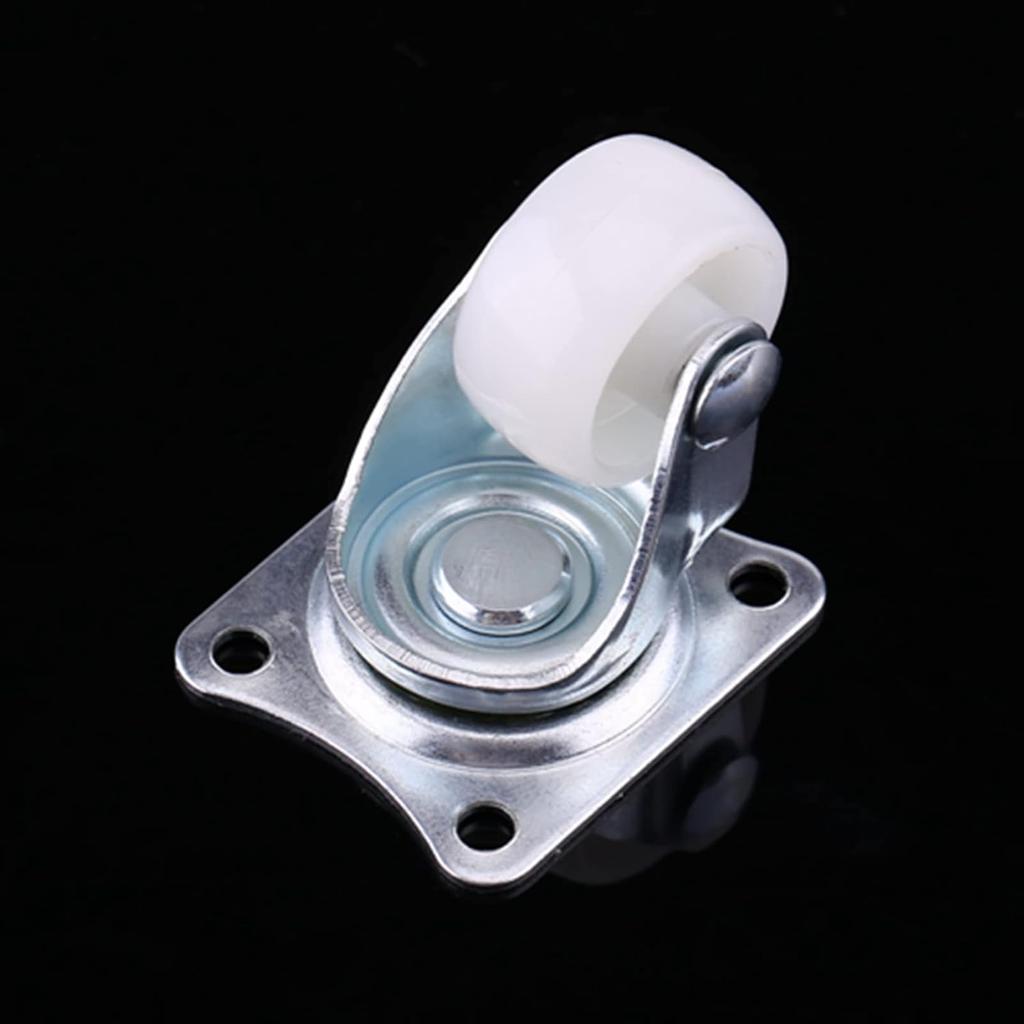 4pcs Universal Swivels Casters, 1 Inch Wheels White Polypropylene 360 Degree Swivels with Iron Plate for Furniture Trolley, Chairs