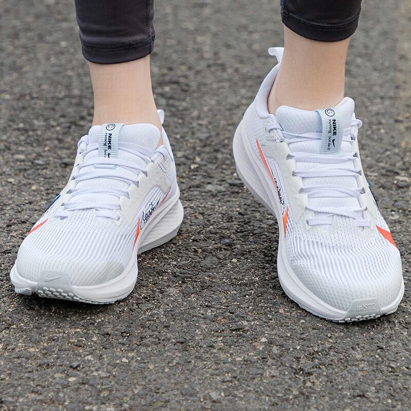 Nike Air Zoom Pegasus 40 Slip Resistant, Abrasion Resistant, Breathable Low Top Kids' Running Shoes White Gray Orange Sneakers FB8866-100