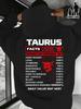Taurus Facts Zodiac Graphic Bull Zodiac Fleece Loose Gift for Father Husband Friends 250G Heavyweight Pullover with Pocket Adjusta