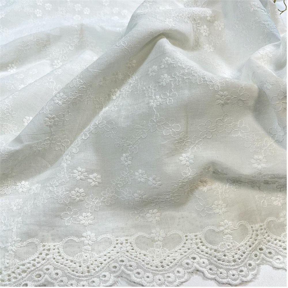 

Pure Cotton Lace Fabrics 130x50cm Jacquard Openwork Floral Collection for Wedding Dress Bridal Veil DIY Women Tops Fashion Cloth 45cm X 130cm