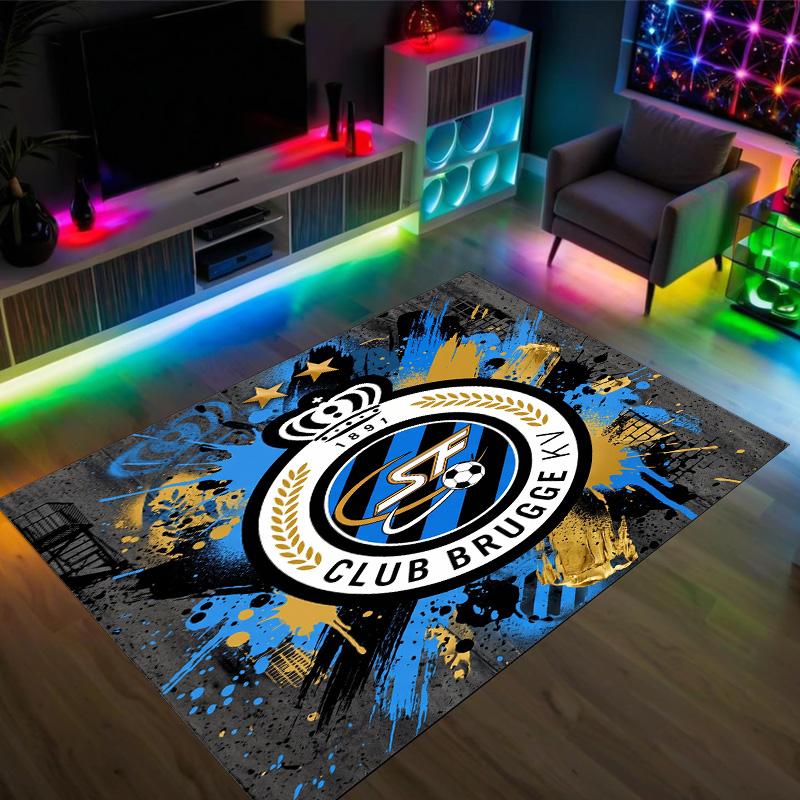 Club Brugge FC Design Tappeto in Velluto di Cristallo Accogliente Non?Tappeto Stampato Antiscivolo per Camera da Letto Soggiorno Ingresso