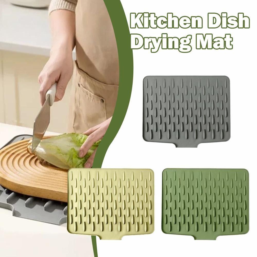 Large Size Dish Drying Mat Non-slip Sink Placemat Creative Silicone Drainage Mat Kitchen Utensils