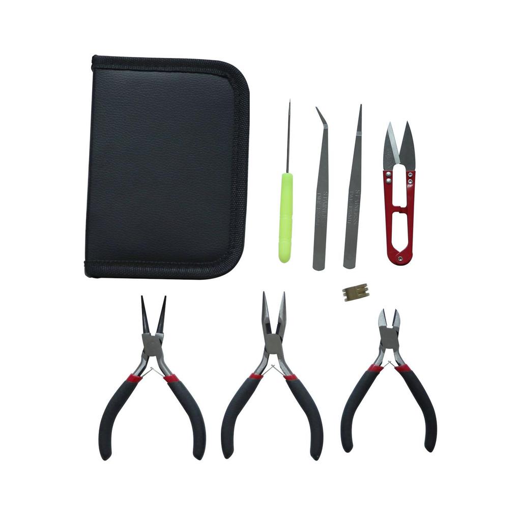 8pcs/set Jewelry Making Tool Kits Pliers Set With Round Nose Plier Side Cutting Pliers Wire Cutter Scissor Beading Tweezers