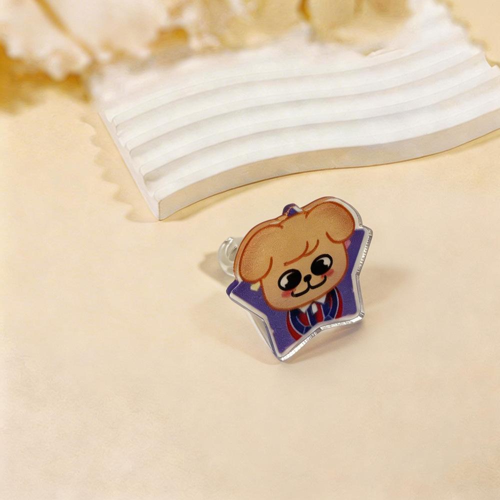1 Anillo Acrílico de Miembro de Kpop Stray Kids Lindo Kawaii Chibi Cara de Anime Cabeza Grande, Merchandising SKZ Regalo para STAY