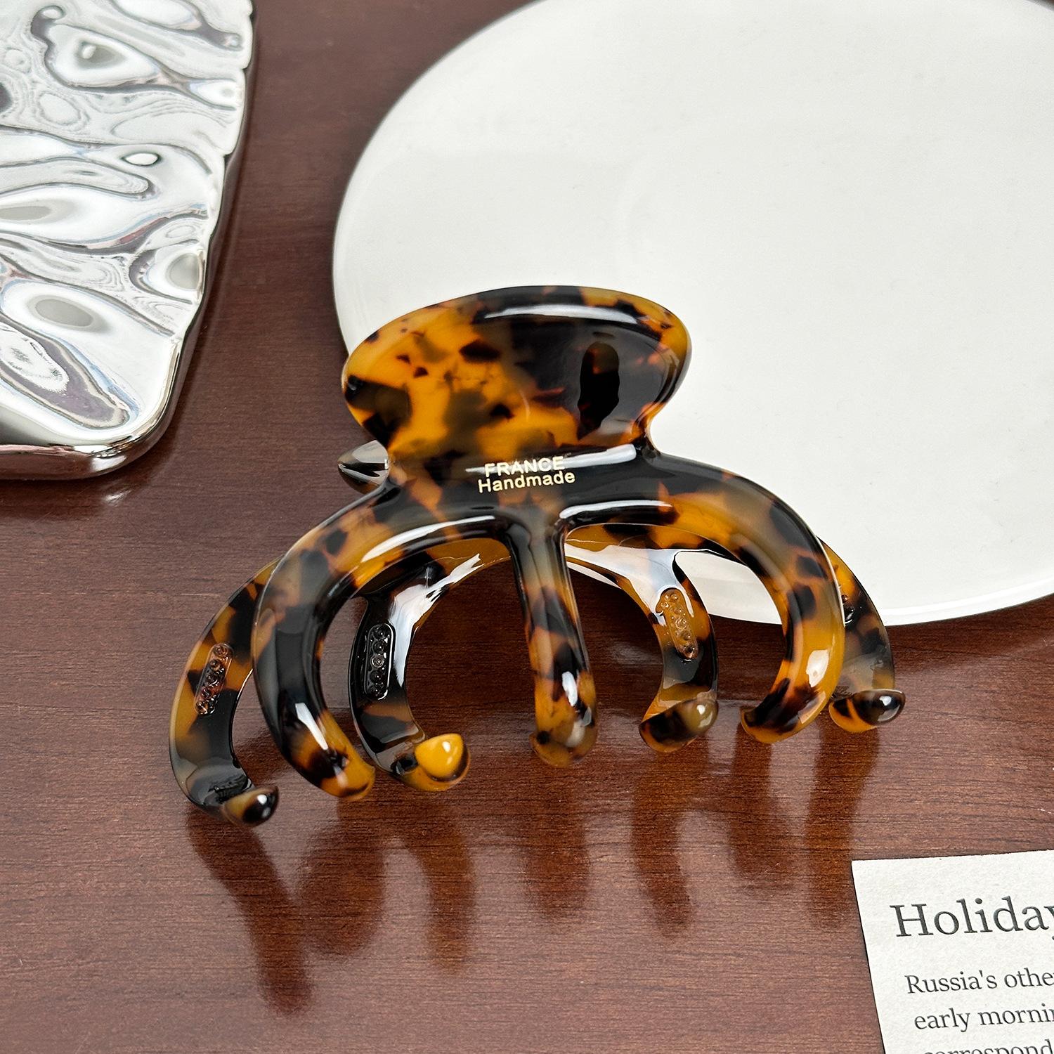 

Retro Handmade 4mm Acetate Tortoise Shell Hair Claw Clip For Thick Hair And Updos Elegant коричневий