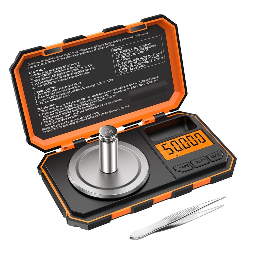 

0.001g 50g Mini Digital Scale Jewelry Milligram Scales Portable Kitchen Baking Scale with Calibration Weight