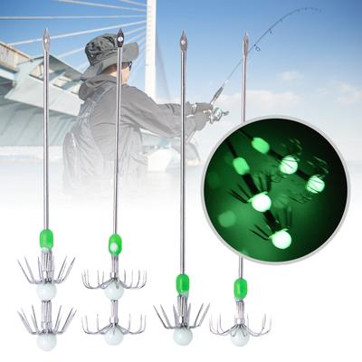 2Pcs Luminous Squid Jig Hooks Double/Single Layer Squid Live Shrimp Hook Stainless Steel Rod Octopus Fishing Hooks