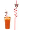 2 Stück Wiederverwendbare Plastikstrohhalme Cartoon Weihnachten Trinkhalme Weihnachtsmann Weihnachtsbaum Strohhalm Feiertag Neujahr Party Dekoration