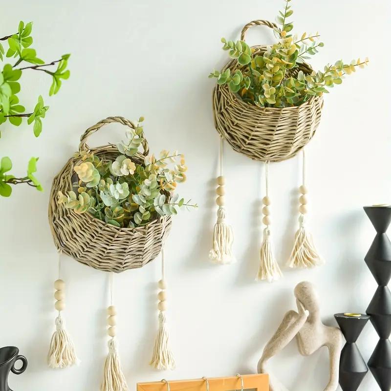 Handmade Rattan Flower Basket Series Wall Mounted Rattan Flower Basket Outdoor Garden Decoration Mounted Flower Pot Wall