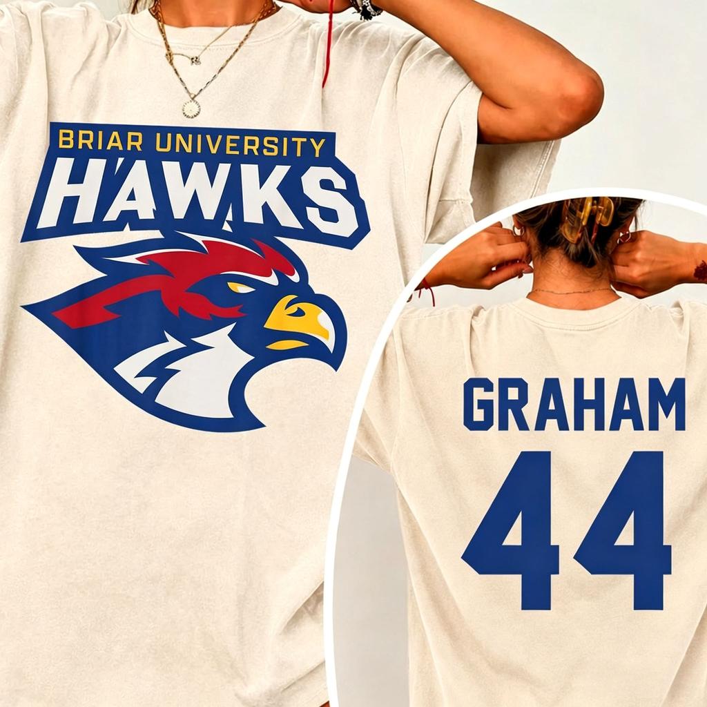 Off Campus Briar Hawks Garrett Graham Graphics Unisex Cotton Shirt 2026 New Men's Women's O-neck Ice Hockey Jersey T-shirt Daily Wear Cool Top