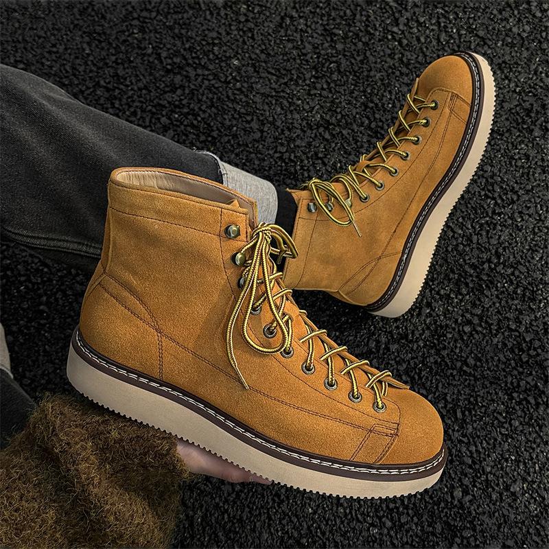 

Британские ботинки Мартин мужские модные универсальные корейская версия на шнуровке кожаные туфли зима новые ботинки на платформе мужские 17021-J 38 жёлтый