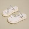 TEH3810 new French toe slope heel thick-soled slippers women's 2025 summer outer wear holiday style beige sandals