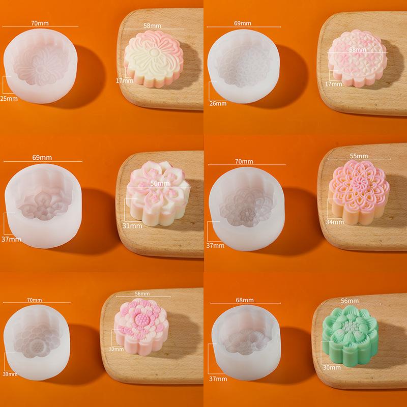 Round Silicone Mooncake Mold Mung Bean Cake Baking Tool Candle Making Kit
