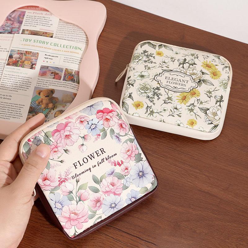 Large Capacity Sanitary Pads Bag Portable Mini Data Cables Organizer Multipurpose Women Girls Cosmetic Makeup Bag Coin Purse