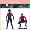 Costum Cosplay Spider-man Miles Morales Pentru Adulți Și Copii Salopetă Și Glugă din Fibră de Poliester Incluse