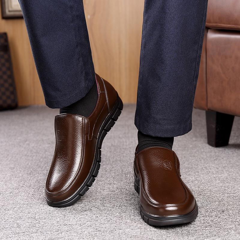 Pánské boty pro tátu z pravé kůže s měkkou podrážkou - Prémiová hovězí kůže, business casual pro střední a starší věk