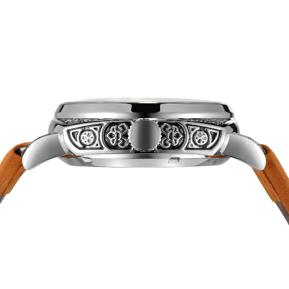 FORSINING Automatic Men Watch Mechanical Bridge Skeleton Transparent Luxury Vintage Cushion Case Suede Leather Male Dress Watch