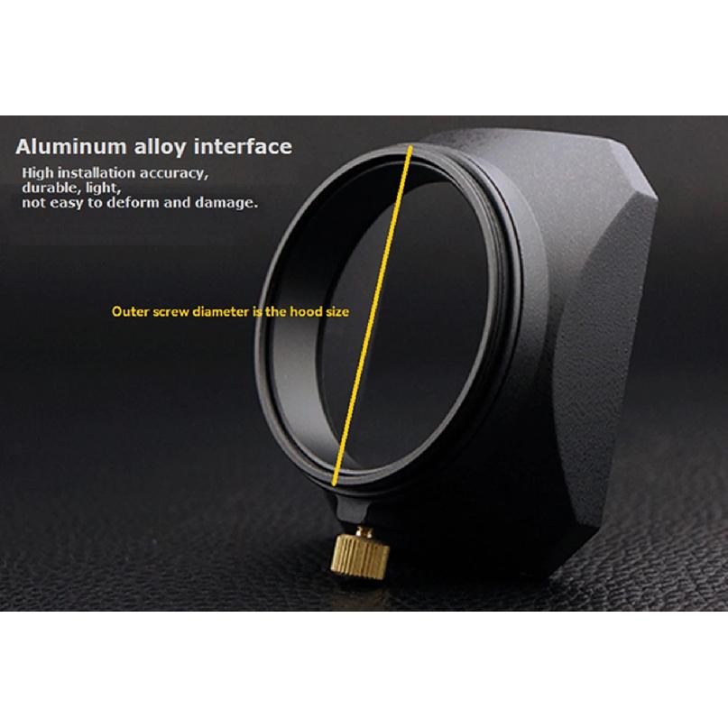Camera Vintage Style Square Lens Hood Shade Metal Interface Mask Silver Black Light Shield Cover 37 39 40.5 43 46 49 52 55 58mm