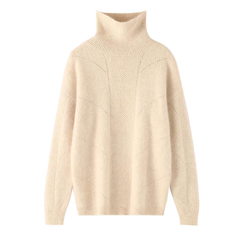 Dámský kašmírový svetr Qinghe kašmír 30% kašmír 30% norka 30% vlna 10% nylon Dámský podzimní a zimní hustý kašmírový pulovr měkký a teplý