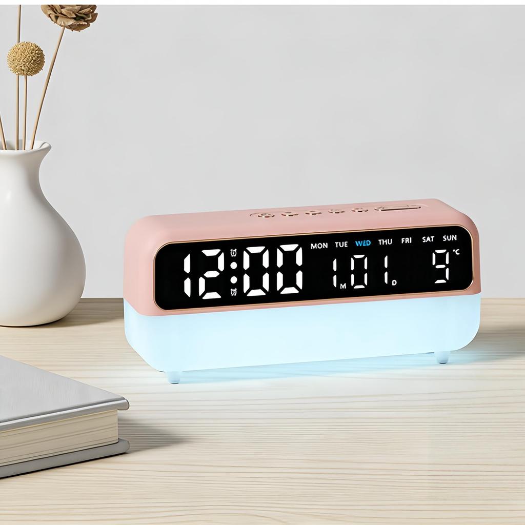 LED Digitaler Wecker Sprachsteuerung Temperatur Datum Wochentag Anzeige Timer Helligkeitseinstellung Elektronische Tischuhr Mit Umgebungslicht 12/24H