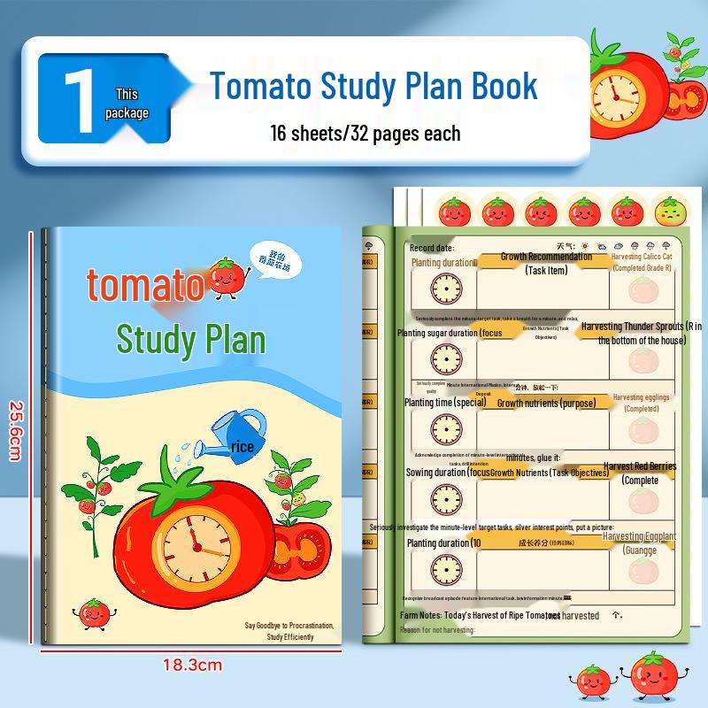 Tomato Study Method Daily Planner for Primary Students: Self-Discipline and Homework Check-in Notebook