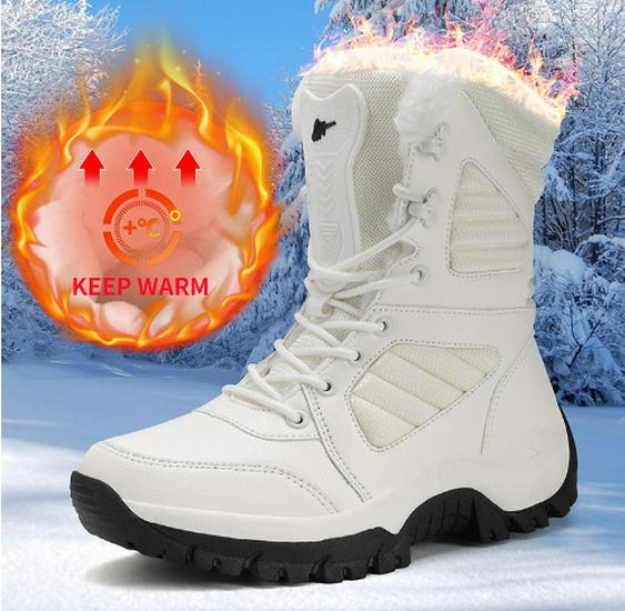 Men s Plus Size Winter High-Top Outdoor Combat Boots with Velvet Lining 42 бежевый