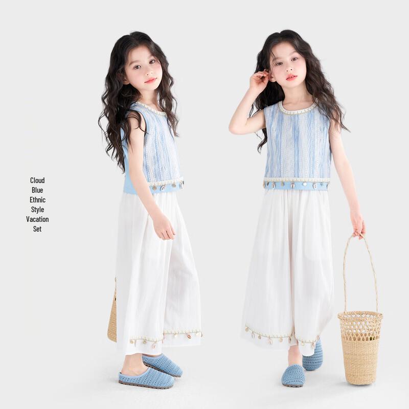 Tutu Little Elephant Girls  National Style Sleeveless Top & Wide-Leg Pants Set 130