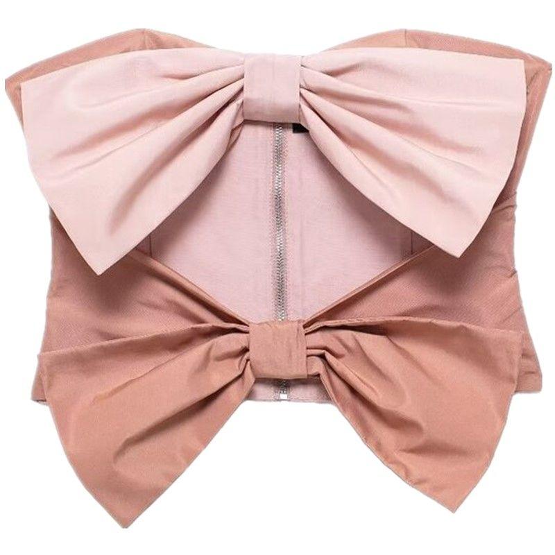 

Fashion Style 2024 Summer New Arrival Women s Clothing Bowknot Decoration Open Design Taffeta Tops 3423288 Picture color L