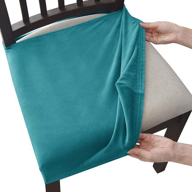 Velvet Chair Cover With No Backrest Anti -Dust Elasticized Chair Covers Designed For Dining Room Home Kitchen Office Upholstered Seat Slipcovers