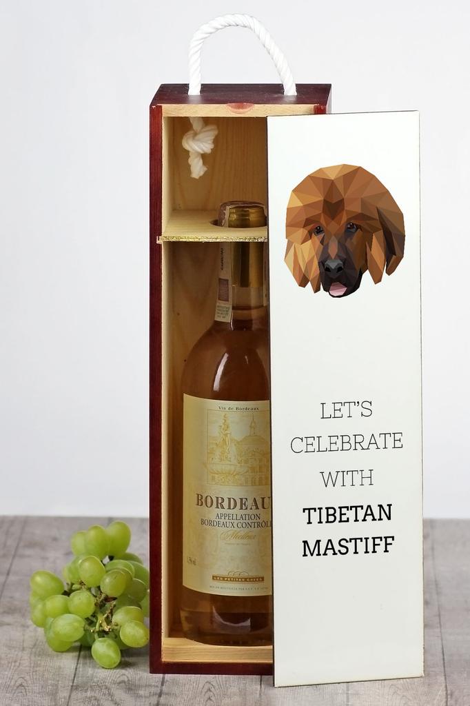 Mastif Tybetański, Dog Tybetański - Geometryczne Pudełko Ze Zdjęciem I Napisem Na Wino Marki Art-Dog