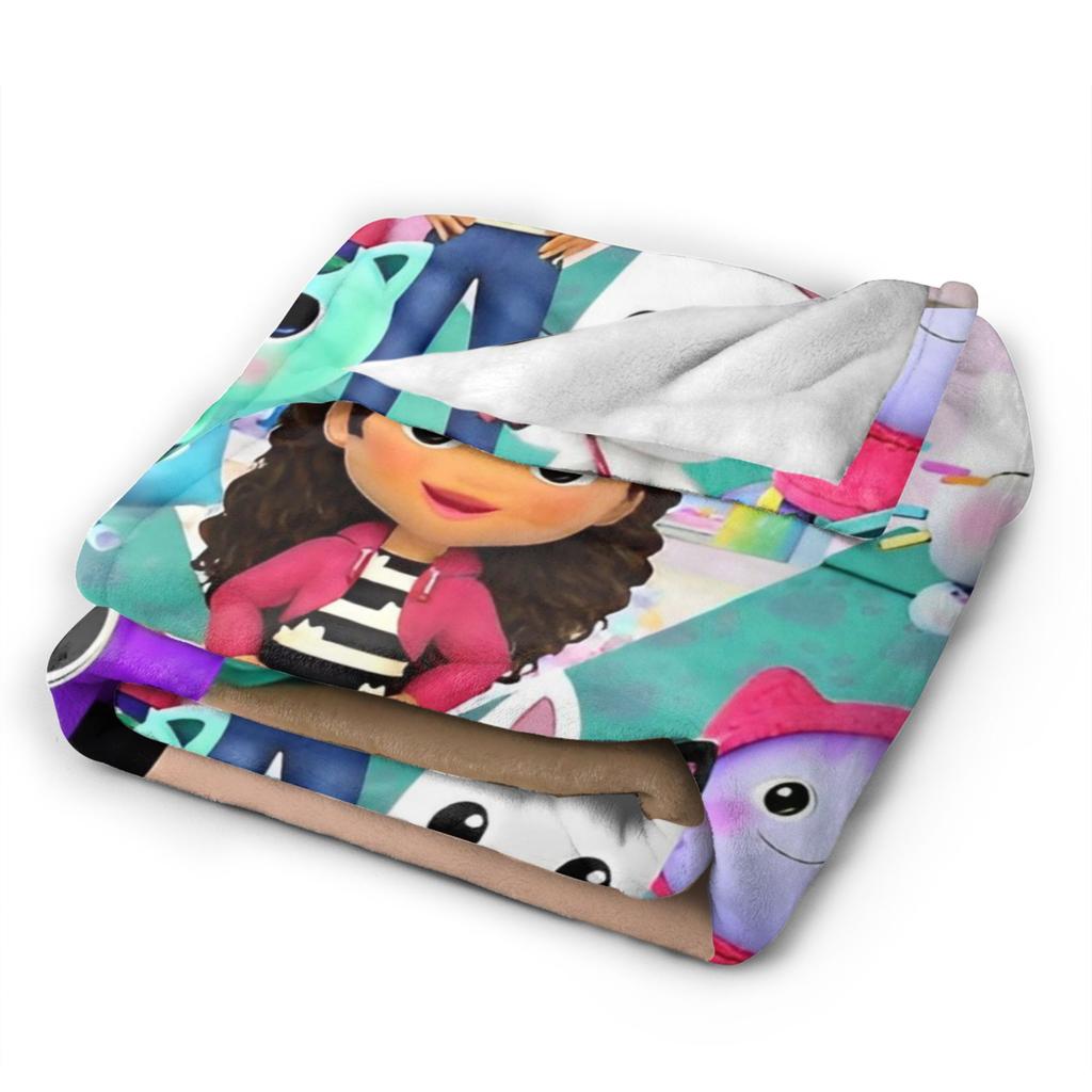 Cartoon Cute Gabby Dollhouse Blanket Cover  Fleece Throw Blankets Summer Air Conditioning Decoration Soft Warm Bedspread