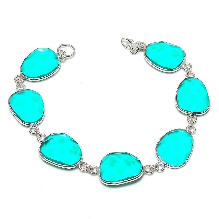 

Браслет из стерлингового серебра 925 пробы с натуральным турмалином индиколитом, длиной 7–8 дюймов, m5z91