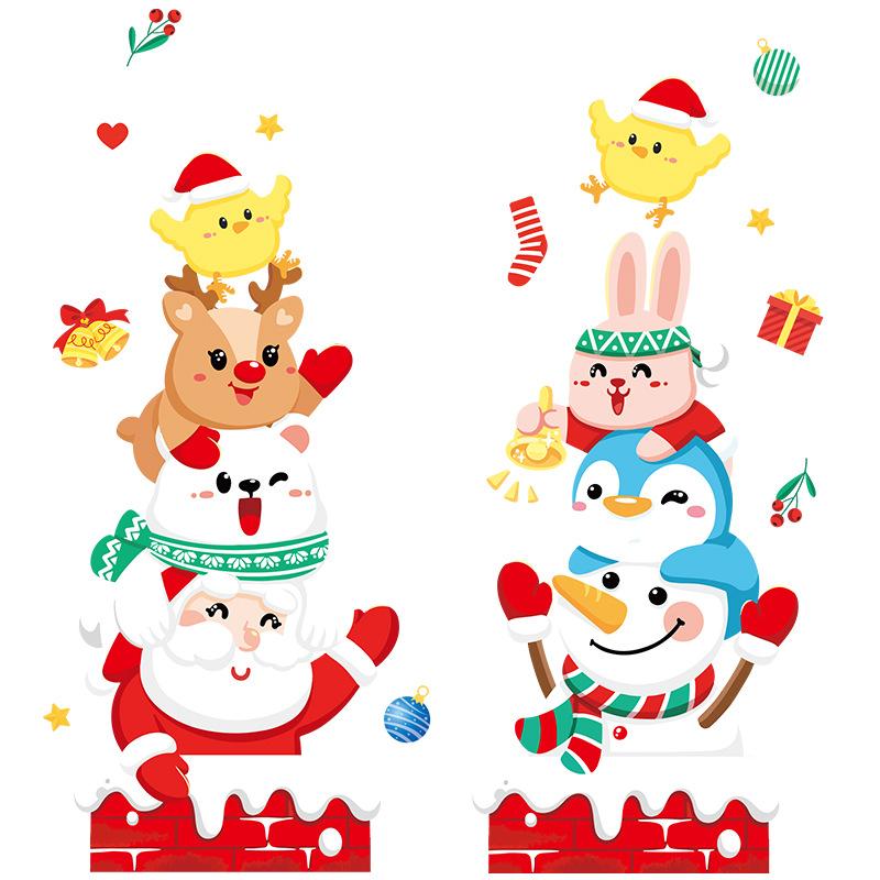 AMJ953 Hit Christmas Decoration New Cartoon Christmas Glass Decoration Electrostatic Stickers