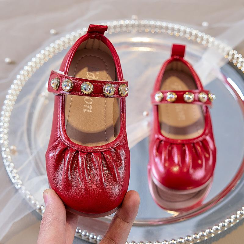 

Girls Red Soft Sole Princess Shoes for Fall Spring Summer Toddler Cute Leather Oxfords size 21