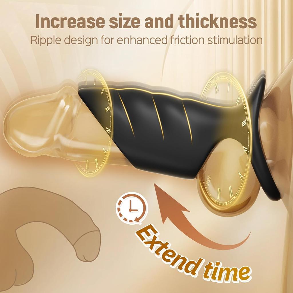 Vibrating Penis Sleeve Cock Ring, Adult Sex Toys for Men Women Penis Extender for Penis Testicles G Spot Stimulation, Male Couple Sex Toy Erection Sex