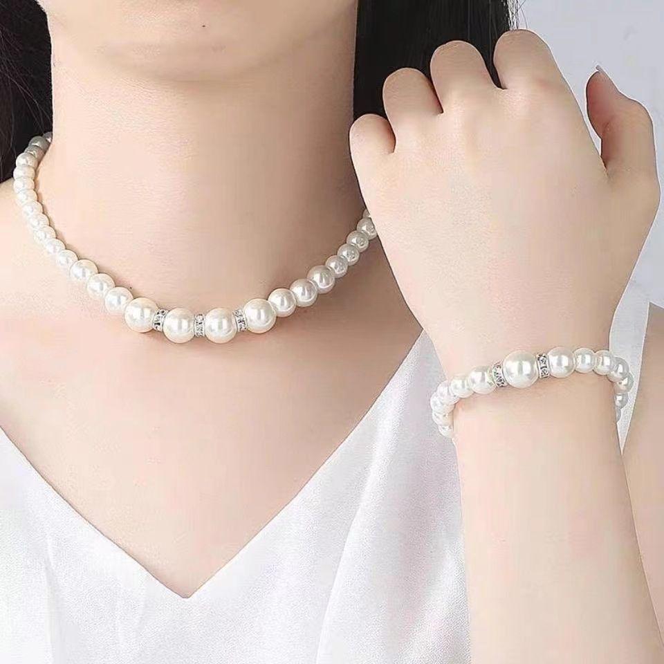 Elegant Shell Pearl Jewelry Set: Necklace, Bracelet & Earrings for Brides or Mom's Gift - Perfect Wedding Accessories
